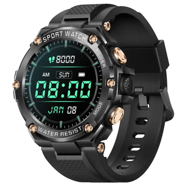 Blood pressure watch displayed on neutral background Title: Description: Product image of the REXQU blood pressure watch displayed on a clean, neutral background.