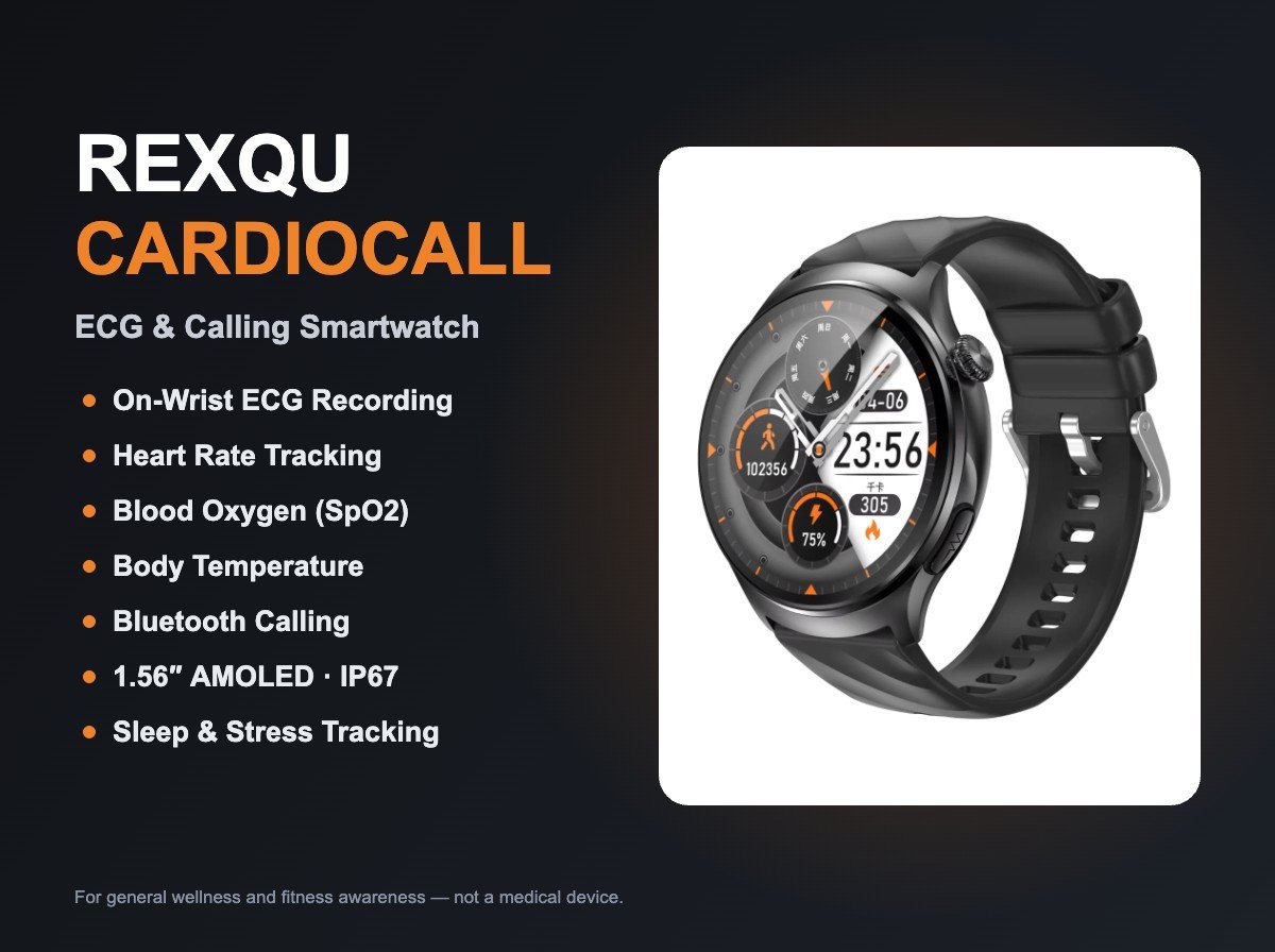 REXQU CardioCall ECG smartwatch with Bluetooth calling
