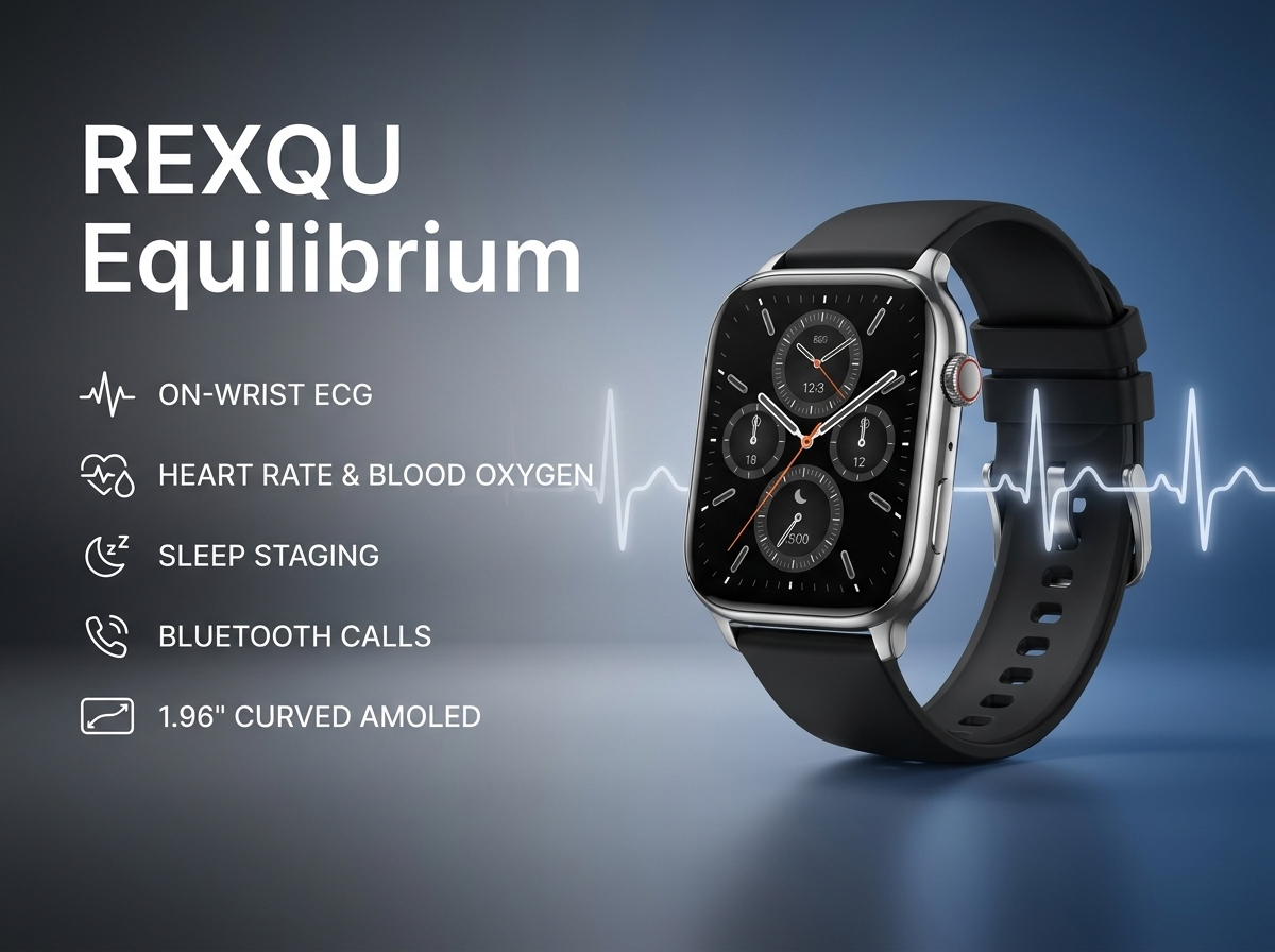 REXQU Equilibrium ultra-slim curved AMOLED health watch with ECG