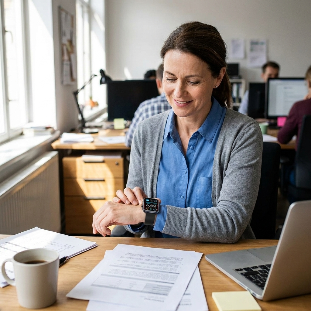 HealthLink customer at her desk