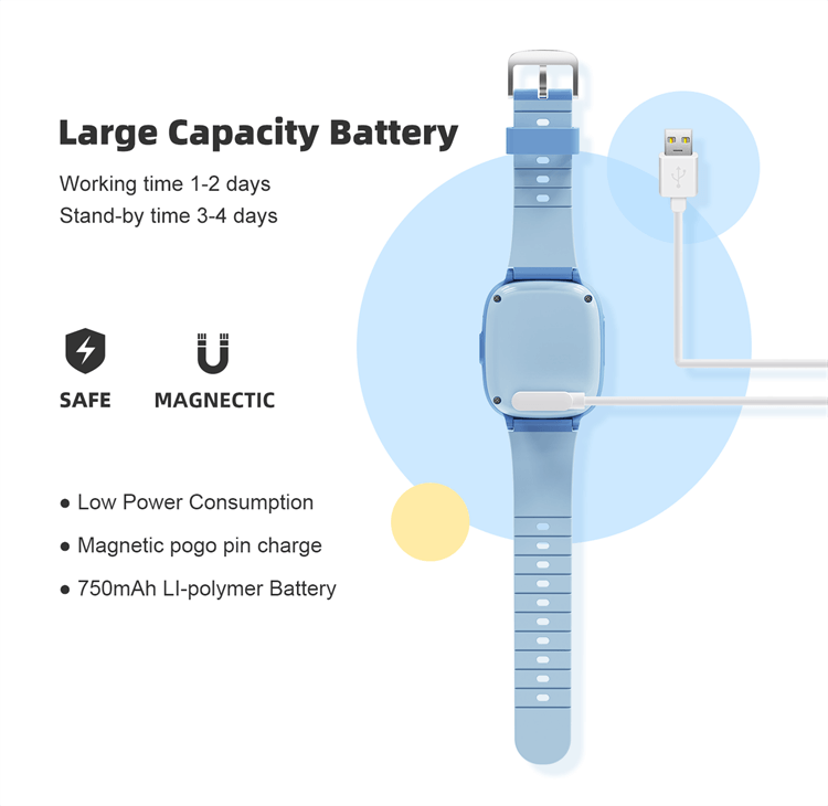 REXQU KidGuard Pro kids smartwatch with 750mAh battery and magnetic charging