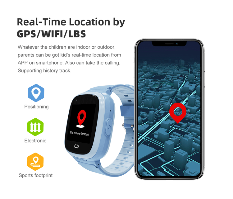 Real-time GPS, WiFi and LBS location of the REXQU KidGuard Pro shown on the parent app map