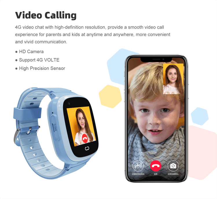 Child making a 4G video call to a parent on the REXQU KidGuard Pro kids smartwatch