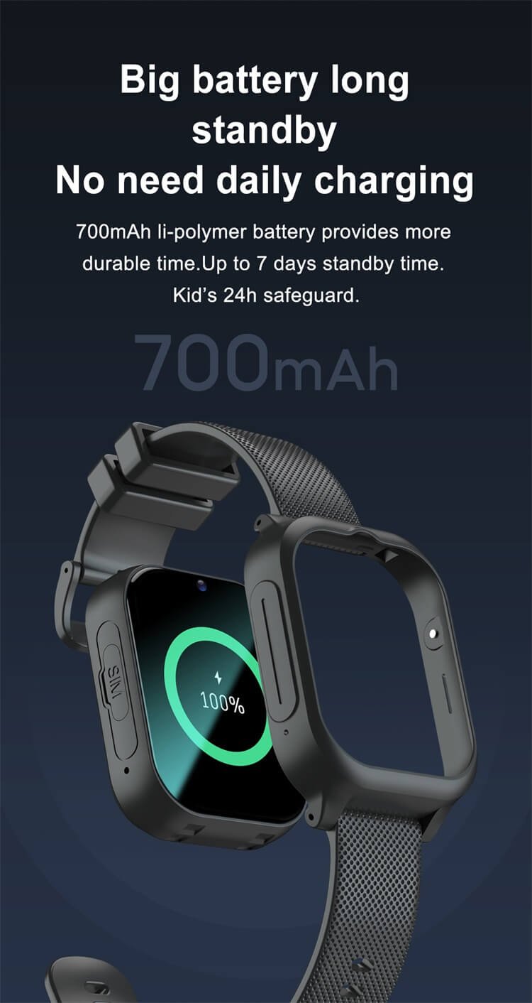 REXQU KidView kids smartwatch 700mAh battery with 7-day standby