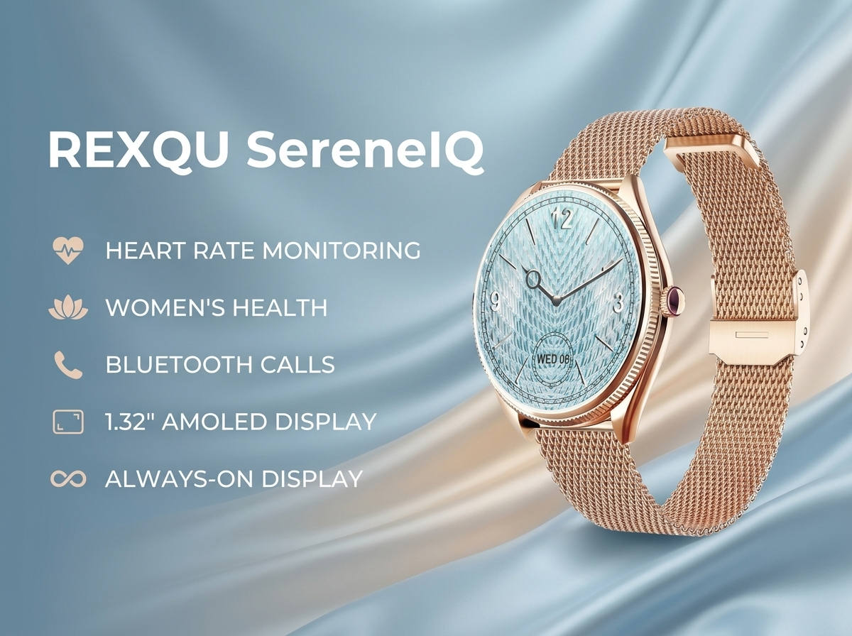 REXQU SereneIQ women’s smartwatch banner